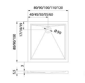 Cadita de dus New Trendy Cantare B-0136 80x80x5.5 (10851)