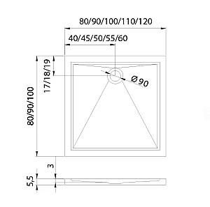 Cadita de dus New Trendy Cantare B-0137 90x90x5.5 (10843)