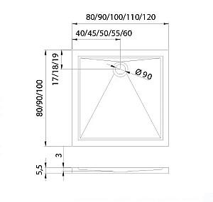 Cadita de dus New Trendy Cantare B-0141 100x90x5.5 (03816)