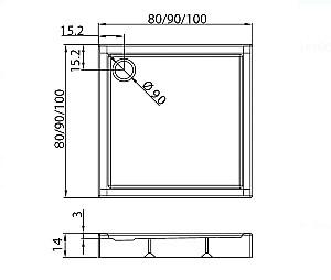 Cadita de dus New Trendy Columbus B-0127 100x100x14 (16131)