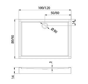 Cadita de dus New Trendy Columbus B-0332 100x90x14 (13928)