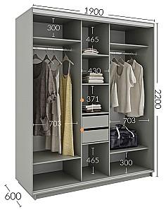 Dulap-cupe Confort-NV 190x60 cm (3 sablare / argint) Nimphea Alb