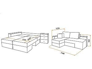 Canapea coltar IM Narcis 2 Brown/Grey