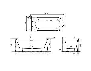 Cadă de baie Polimat Sola R 160x75 (16777)