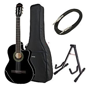 Chitara clasica Harley Benton CG200CE-BK Bundle