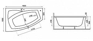 Cadă de baie Polimat Frida 2 160x105 Right (13593)