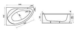 Cadă de baie Polimat Marea 160x100 Left (12913)