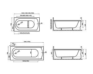 Cadă de baie Polimat Classic 1200x700 (suport inclus)