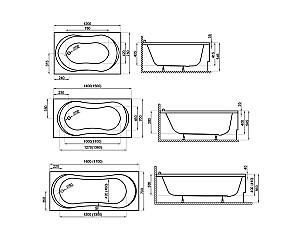 Cadă de baie Polimat Gracja 1500 x700 (suport inclus)