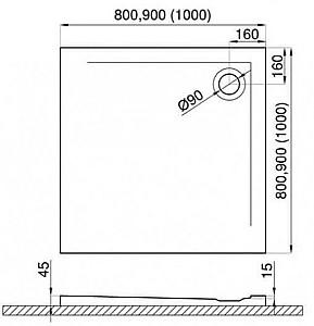 Cadita de dus Polimat GEOS White 90x90x1.5×4.5