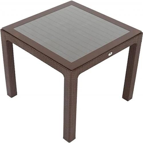 Masa de gradina Sonmez Elit Rattan (cu sticla) 90x90 Maro