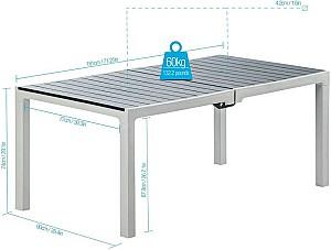 Masa pliabila Sonmez Madeira Quartz Gri/Alb