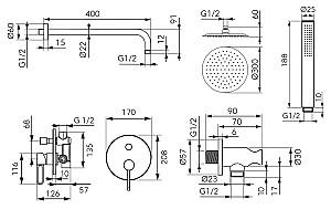 Set de duș FDESIGN Zapffiro Gold FD1-ZFR-7PSET1-55