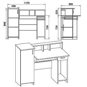 Masa de birou KompaniT Pi-Pi-2 Stejar sonoma