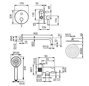Set de duș FDESIGN Zaffiro FD1-ZFR-7PSET1-22