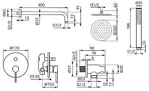 Set de duș FDESIGN Flusso Gold FD1-FLS-7PSET1-55