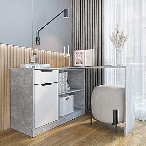 Masa de birou KompaniT C-M 2 Atelie Deschis (Gri) / Alb