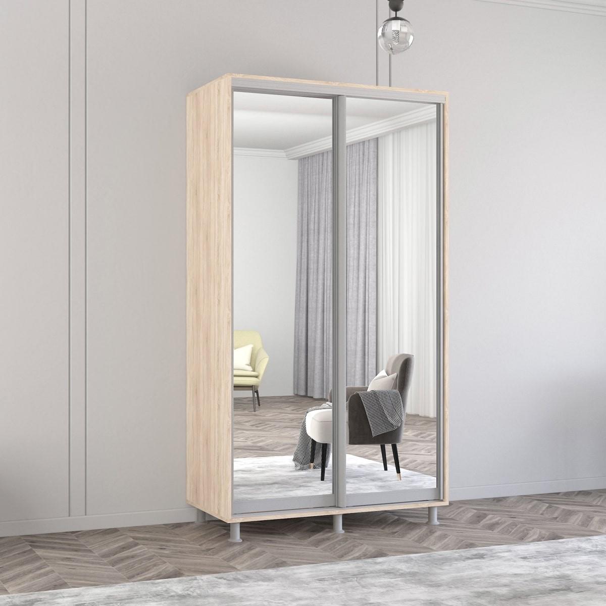 Dulap-cupe Mobildor Lux Aron 120 (2 oglinzi) Stejar Sonoma