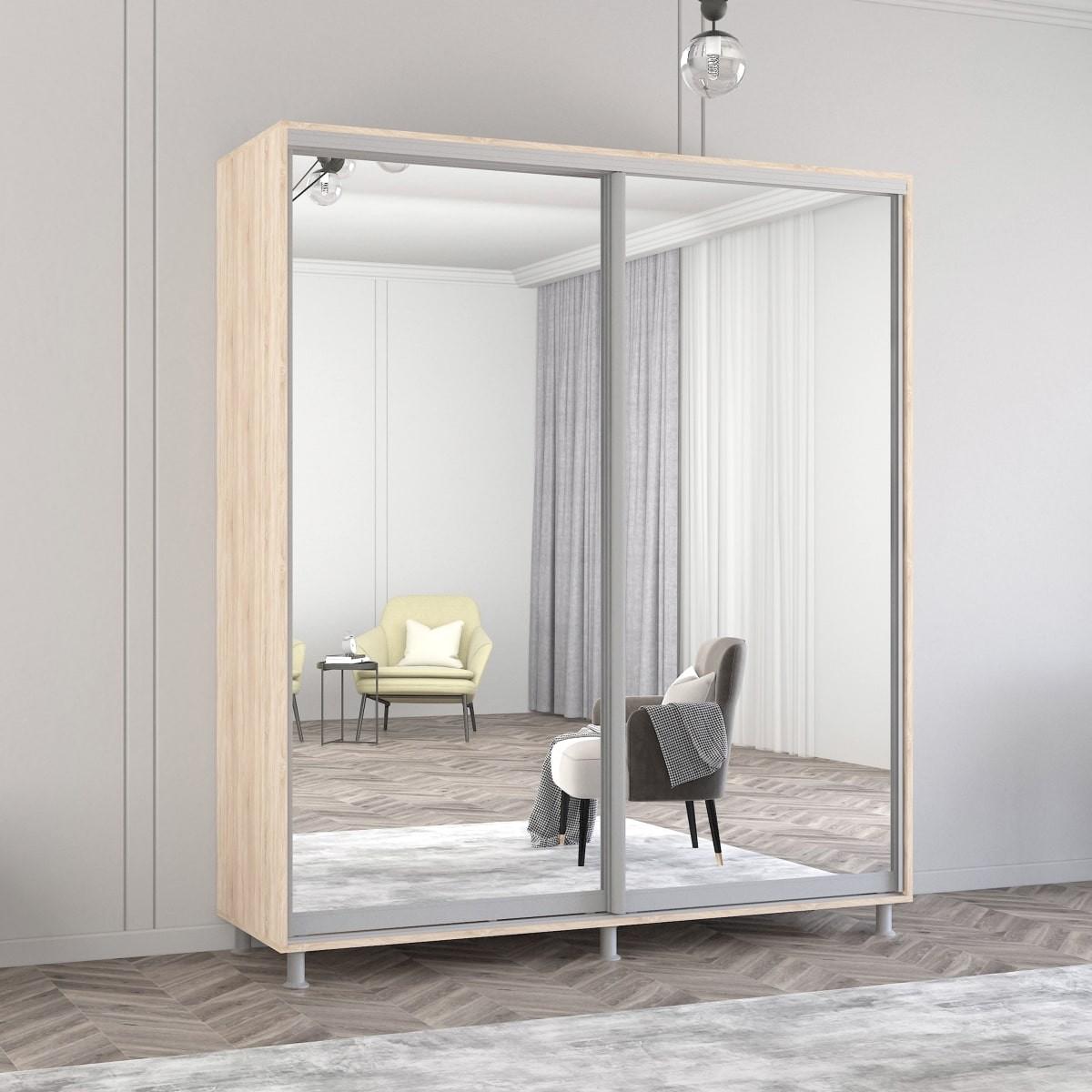 Dulap-cupe Mobildor Lux Aron 230 (2 oglinzi) Stejar Sonoma