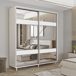 Dulap-cupe Mobildor Lux Aron 230 (2 oglinzi K3-zebra) Alb