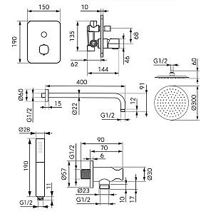 Set de duș FDESIGN Flusso FD1-MDR-7PSET2-11