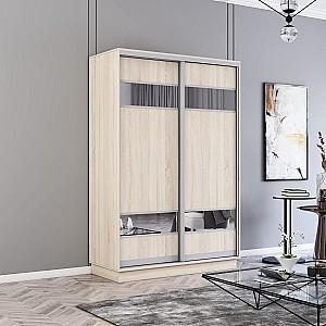 Dulap-cupe Mobildor Lux Fox 140 (2 PAL cu elemente din oglindă) Stejar Sonoma