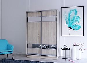 Dulap-cupe Mobildor Lux Fox 140 (2 PAL cu elemente din oglindă) Stejar Sonoma