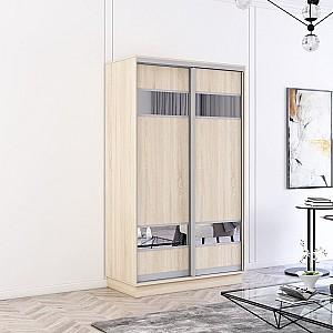 Dulap-cupe Mobildor Lux Fox 110 (2 PAL cu elemente din oglindă) Stejar Sonoma