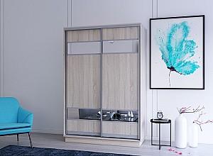 Dulap-cupe Mobildor Lux Fox 110 (2 PAL cu elemente din oglindă) Stejar Sonoma