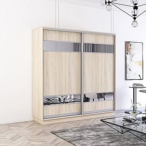 Dulap-cupe Mobildor Lux Fox 190 (2 PAL cu elemente din oglindă) Stejar Sonoma