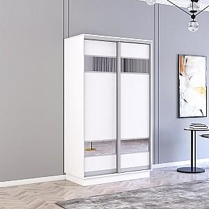 Dulap-cupe Mobildor Lux Fox 100 (2 PAL cu elemente din oglindă) Alb