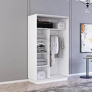 Dulap-cupe Mobildor Lux Fox 100 (2 PAL cu elemente din oglindă) Alb