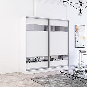 Dulap-cupe Mobildor Lux Fox 200 (2 PAL cu elemente din oglindă) Alb