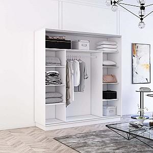 Dulap-cupe Mobildor Lux Fox 200 (2 PAL cu elemente din oglindă) Alb