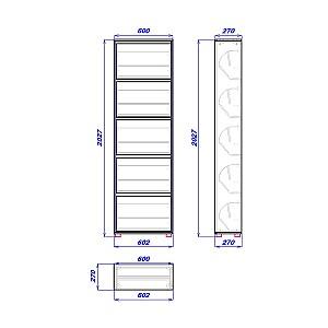 Dulap pentru incaltaminte Mobildor Lux Leo 60 5D (60x27x203H cm) Stejar Sonoma