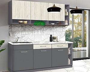 Set mobila bucatarie Modern Monro 2.0m Gri ardezie/Alb Stejar Craft