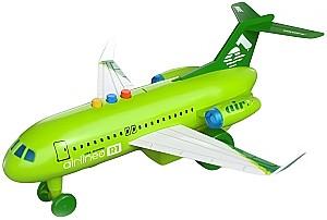 Set de jucarii JSToys Avion cu frictiune verde si 2 masinute (ZJA347493)
