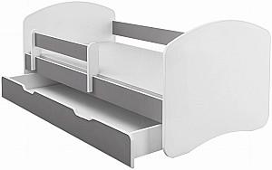 Pat copii Acma Meble Acma II 80x180 bariera/sertar/saltea 7cm Alb/Gri