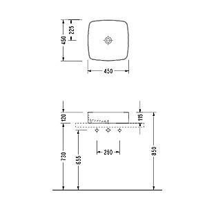 Lavoar baie Serel Slimline 450x450x120 Patrat