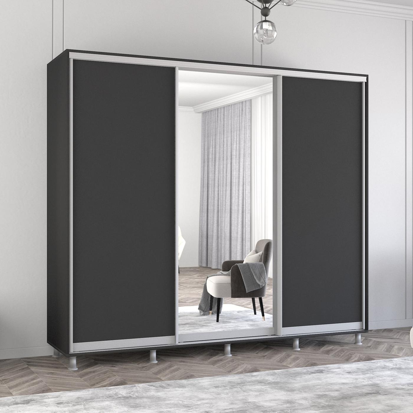 Dulap-cupe Mobildor Lux Aron 240 (1 oglinda, 2 PAL) Antracit