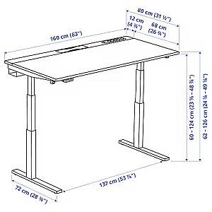 Masa pentru calculator IKEA Mittzon inaltime reglabila/electrica 160x80 Furnir Nuc (Maro)/Alb