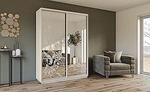 Dulap-cupe Confort-NV 140x45 cm (2 sablare / argint) Stejar Kraft Alb