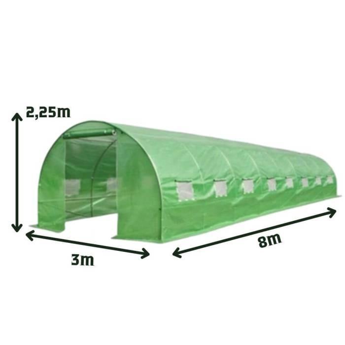 Seră de tip tunel Tehno Ms 8x3x2.25m / Ø26mm / 2 uși