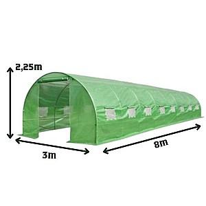 Seră de tip tunel Tehno Ms 8x3x2.25m / Ø26mm / 2 uși
