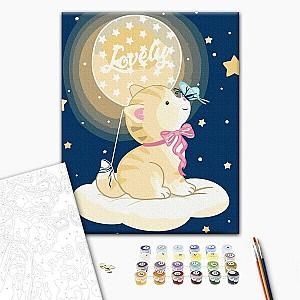 Tablou pe numere BrushMe Pisica pe nouraș 30×40 сm (fără cutie)