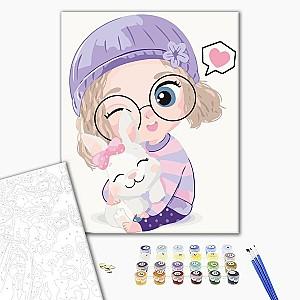 Tablou pe numere BrushMe Fetița cu iepurașul 30×40 сm (fără cutie)