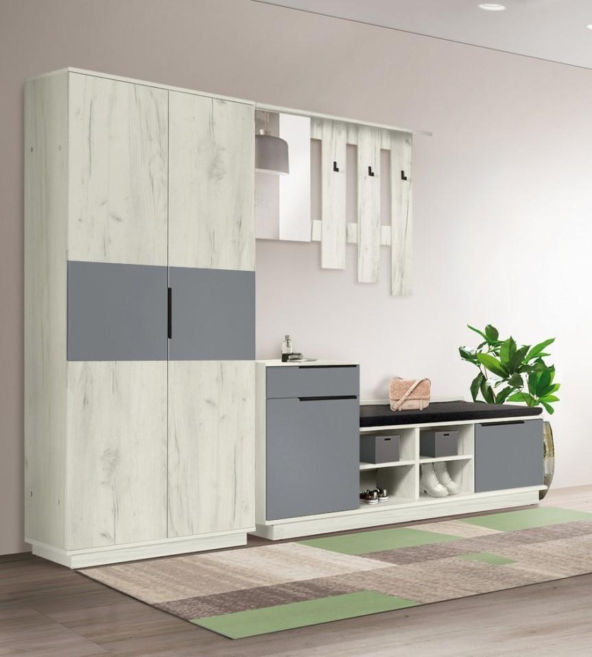 Antreu Modern Visit New Stejar Craft Alb/Gri Ardezie