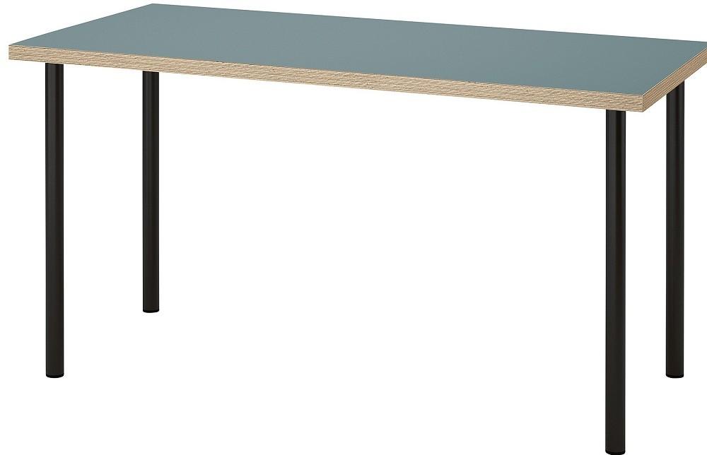 Masa de birou IKEA Lagkapten/Adils 140x60 Gri-Turcoaz/Negru