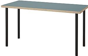 Masa de birou IKEA Lagkapten/Adils 140x60 Gri-Turcoaz/Negru