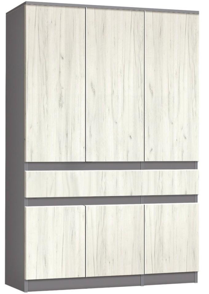 Dulap Modern Komfi 120cm Gri ardezie/Alb Stejar Craft